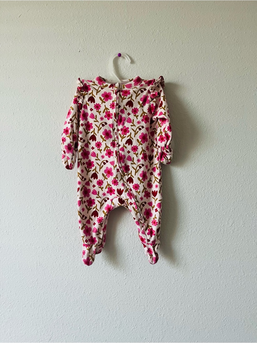 Old Navy Floral Footed One-Piece - Pink & Cream